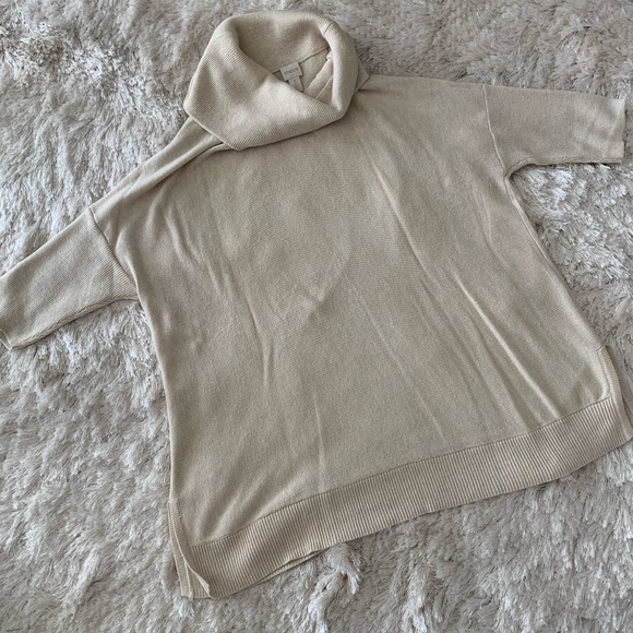Chico’s sweater. Cream cowl neck, 3/4 sleeves, dolman/boxy shape, VERSATILE! - Picture 7 of 12